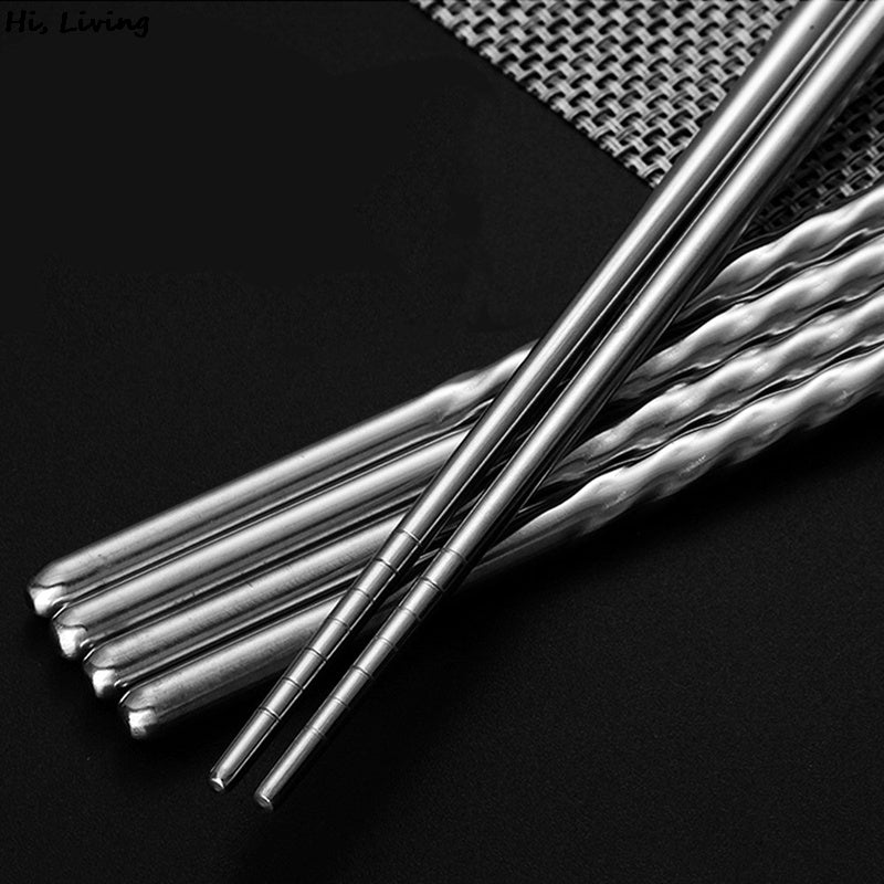 Stainless Steel Chopsticks Non-slip Screwed Healthy Light Weight Extra Long Frying Chopsticks Reusable Kitchen Tool Larnt