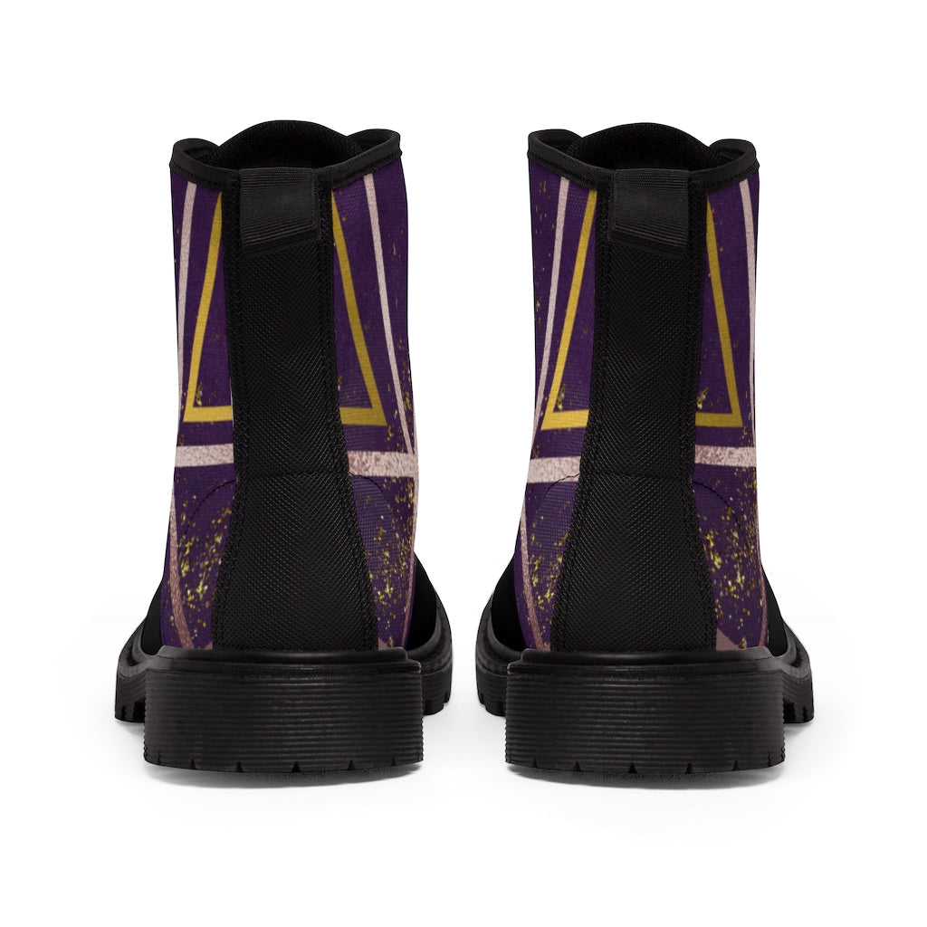 Women's Purple Geometric Canvas Boots Printify