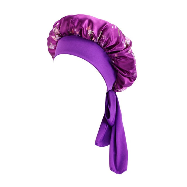 Women Satin Round Cap Sleep Hat Hair Protection Care Zendrop