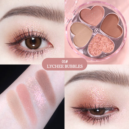 Portable Pearlescent Waterproof Daily Earth Color Lucky Four-leaf Clover Eyeshadow