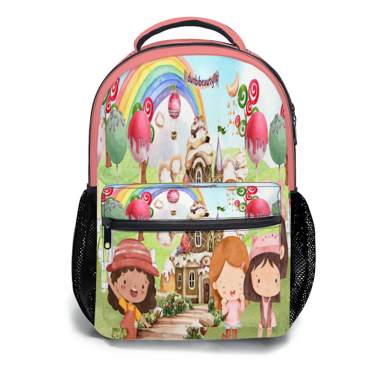 School Bag, Portable Lunch Bag, Pen Pouch | Oxford Cloth - Watercolor, Candy, Pastel, Lollypops, Chocolate, Treats, Dessert, Girls, Friends, Rainbow, Candy Shop, Hot Air Balloon, Cake Pops, Chocolate Clouds (Designed by Dunbi)