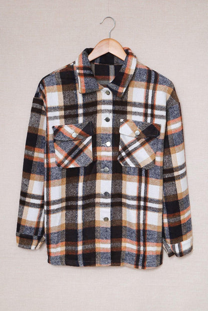 Plaid Button Front Shirt Jacket with Breast Pockets Trendsi