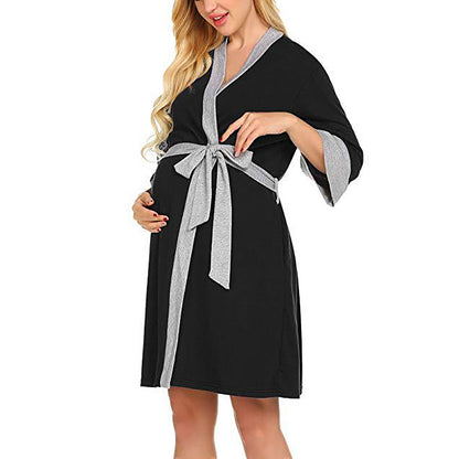 Summer Maternity Pajamas Robe Nightgown Nightdress Nursing Dress Wrap Sleepwear Nightwear Larnt