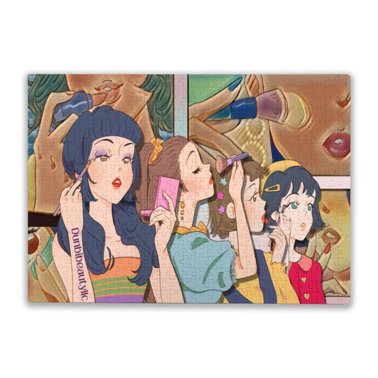 500pcs Puzzle (Plastic Box Horizontal)｜Paper - Retro, Makeup, Korean Girls, Hair, Fashion, Lipstick, Mascara, Girl Gang (Designed by Dunbi)