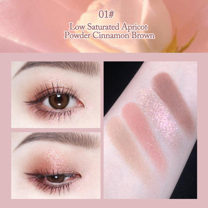 Portable Pearlescent Waterproof Daily Earth Color Lucky Four-leaf Clover Eyeshadow