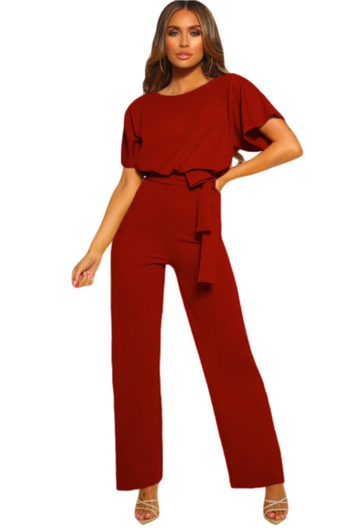 Oh So Glam Belted Wide Leg Jumpsuit Kiwidrop