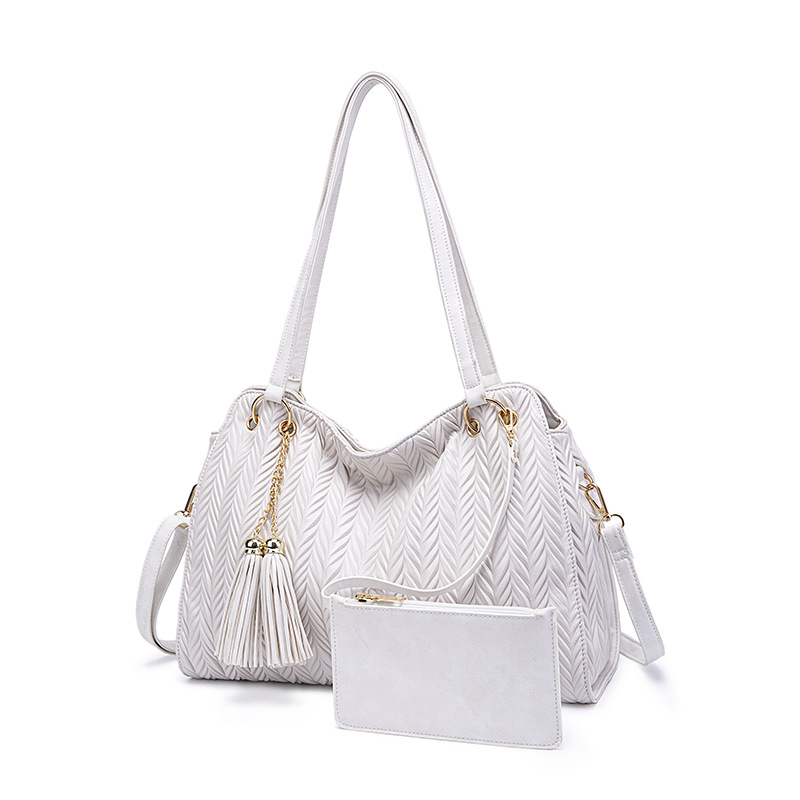 Retro Shoulder Strap Tassel Tote Bag Set Kiwidrop