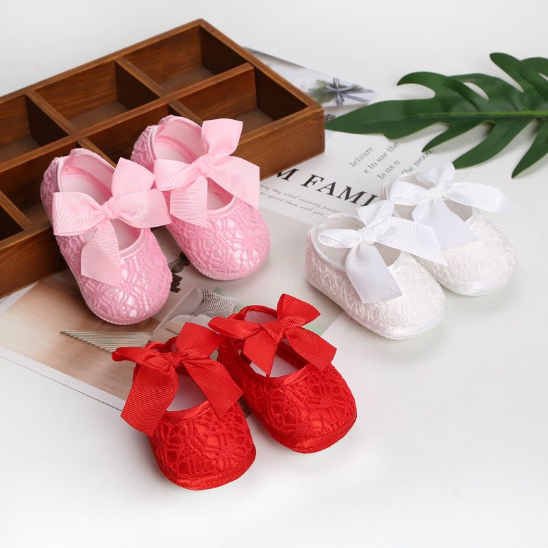 Baby Girl's Shoes for 0 to 12 Months Lace with Bows - DunbiBeauty, LLC