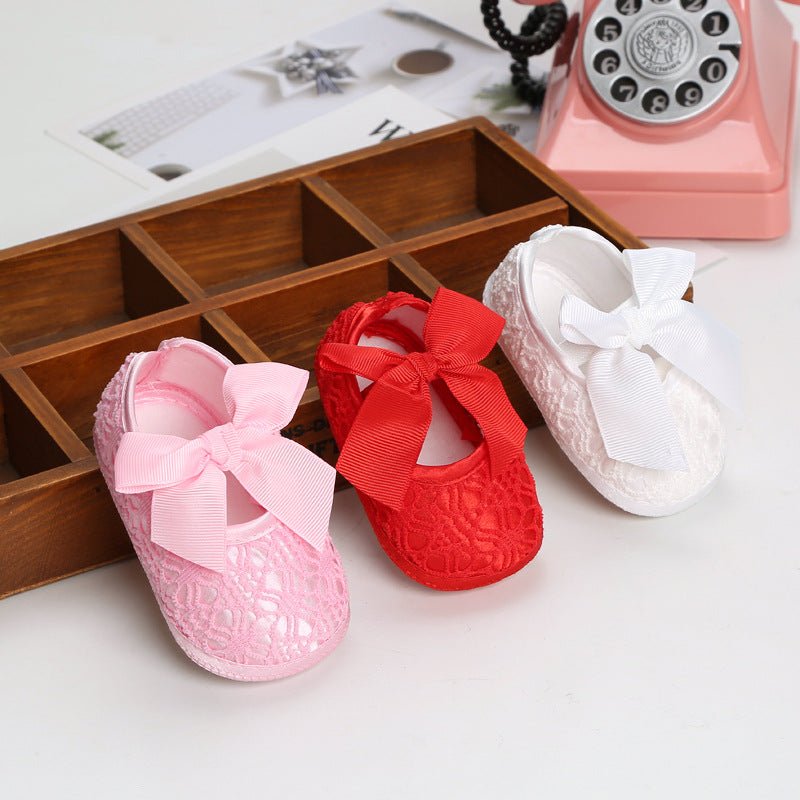 Baby Girl's Shoes for 0 to 12 Months Lace with Bows - DunbiBeauty, LLC