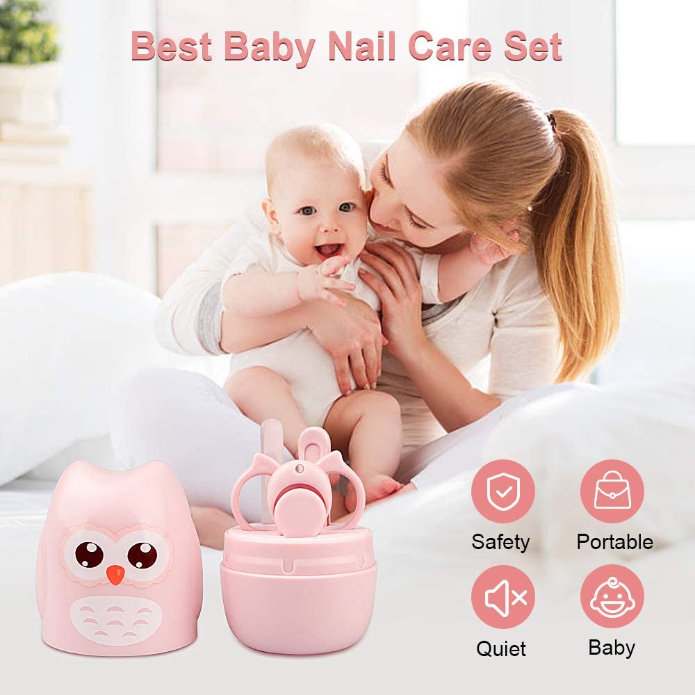 Baby Nail Trimmer Clipper Scissor File Tweezer Cartoon Baby Nail Care Kits With Owl Box born Infant Safety Manicure Set - DunbiBeauty, LLC