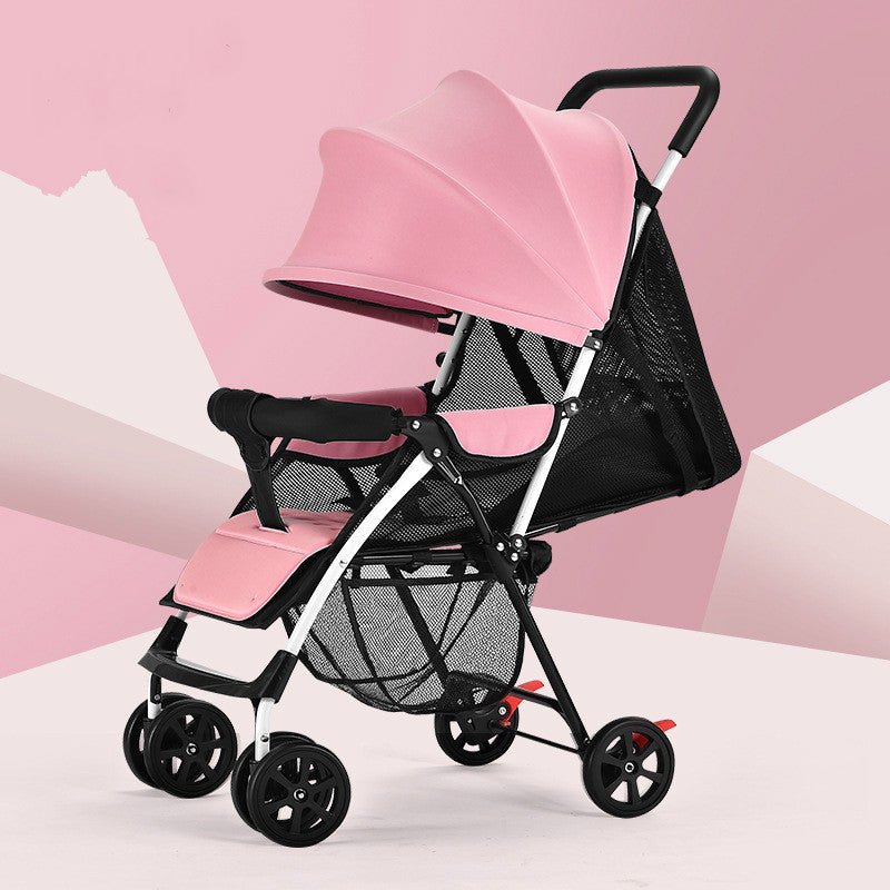 Baby stroller children ultra light portable can sit lie summer simple folding BB four-wheeled umbrella trolley - DunbiBeauty, LLC