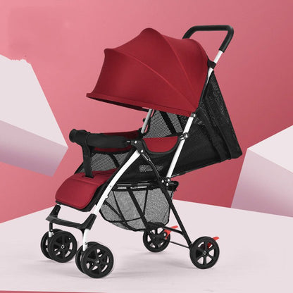 Baby stroller children ultra light portable can sit lie summer simple folding BB four-wheeled umbrella trolley - DunbiBeauty, LLC