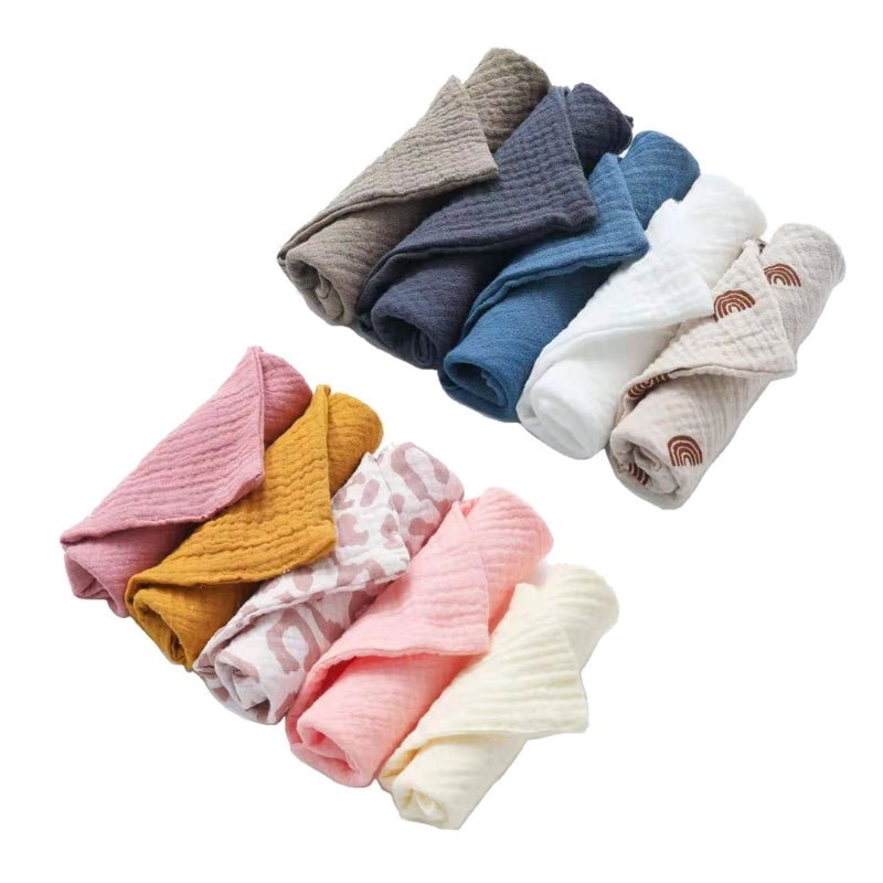 Baby Towels Muslin Cloth Hand Face Wipes Saliva Bib Handkerchief Washcloth - DunbiBeauty, LLC