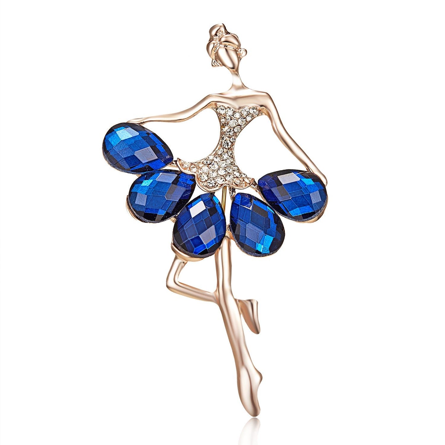 Ballerina Holding a Flower Rhinestone Brooch People Dancing Culture - DunbiBeauty, LLC