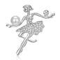 Ballerina Holding a Flower Rhinestone Brooch People Dancing Culture - DunbiBeauty, LLC