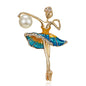 Ballerina Holding a Flower Rhinestone Brooch People Dancing Culture - DunbiBeauty, LLC