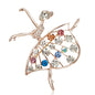 Ballerina Holding a Flower Rhinestone Brooch People Dancing Culture - DunbiBeauty, LLC