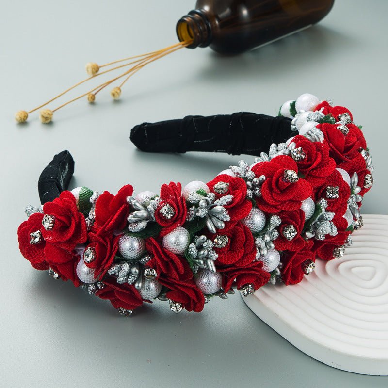 Baroque Pearl Floral Wide Width Headband - DunbiBeauty, LLC