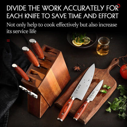 Basic Series 5-7PC Knife Set Stainless Steel Walnut Scissors Knife Holder With Pakka Wood Handle Kitchen Knife Tool - DunbiBeauty, LLC