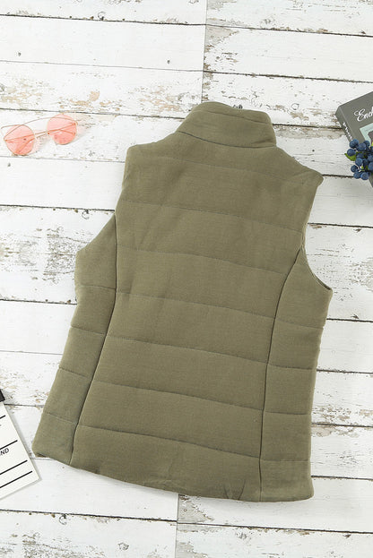 Quilted Mock Neck Vest Kiwidrop