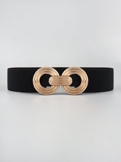 Geometric Buckle Elastic Wide Belt