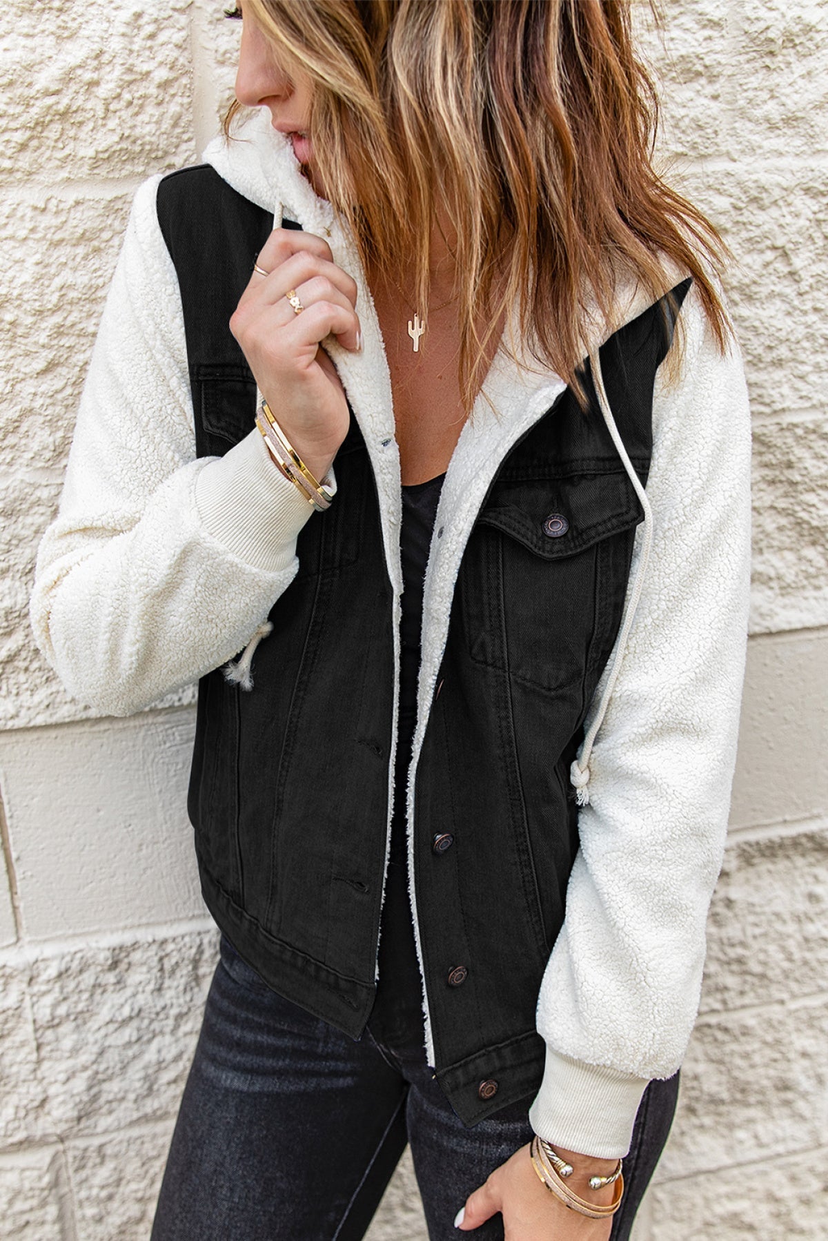 Sherpa Denim Splicing Buttoned Jacket Kiwidrop