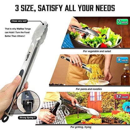 BBQ Grilling Tong Salad Serving Food Tong Stainless Steel Metal Kitchen Tongs Barbecue Cooking Locking Tong - DunbiBeauty, LLC