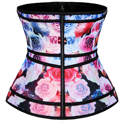 Women‘s Fitness Floral Print Zipper-Up Corset Waist Trainers Kiwidrop