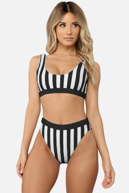 Striped Tank High Waist Bikini Trendsi