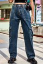 Long Straight Leg Jeans with Pockets