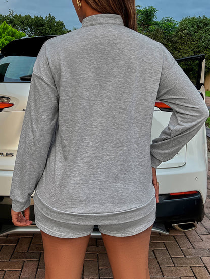 BE KIND Graphic Quarter-Zip Sweatshirt and Shorts Set - DunbiBeauty, LLC