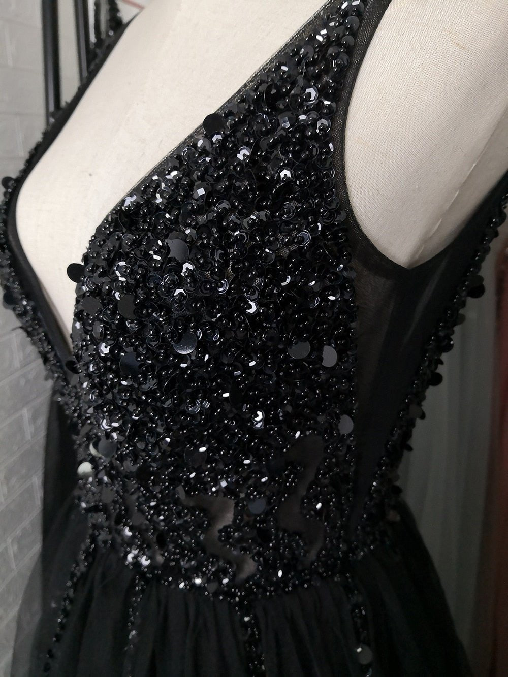 Beaded Prom Dress with High Side Slit - DunbiBeauty, LLC