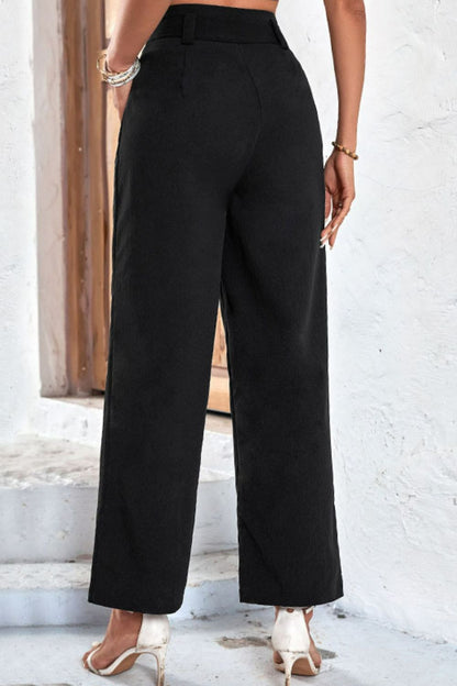 Belted High-Rise Wide Leg Pants - DunbiBeauty, LLC