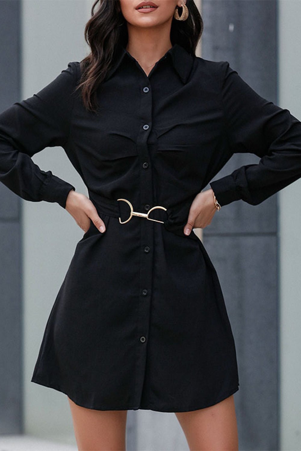 Belted Mini Shirt Dress - DunbiBeauty, LLC