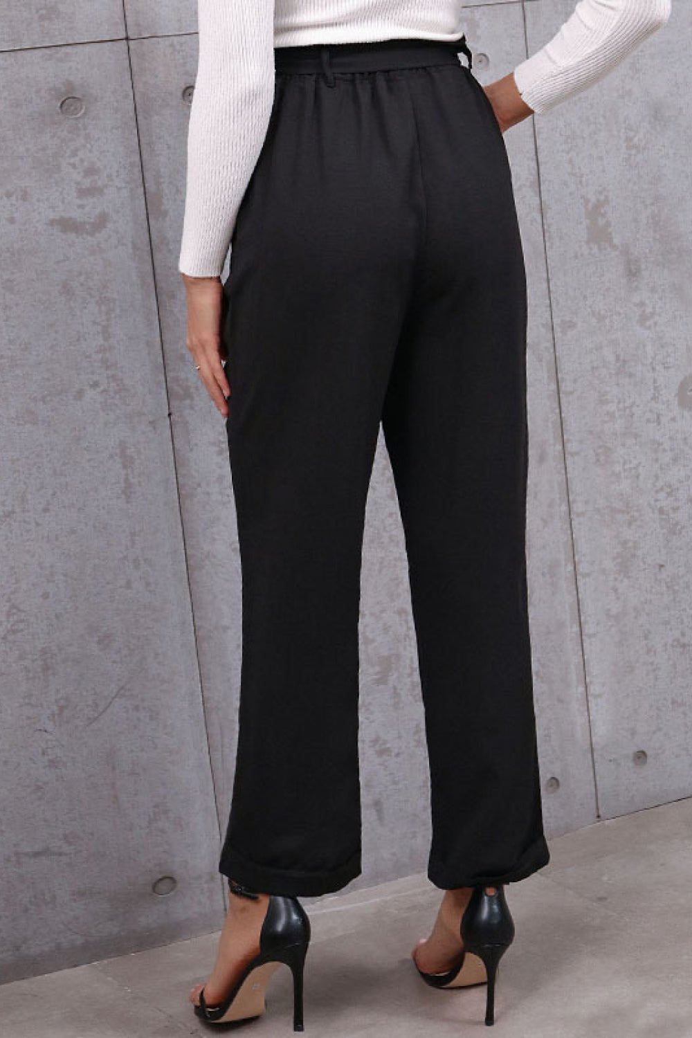 Belted Paperbag Waist Pants - DunbiBeauty, LLC