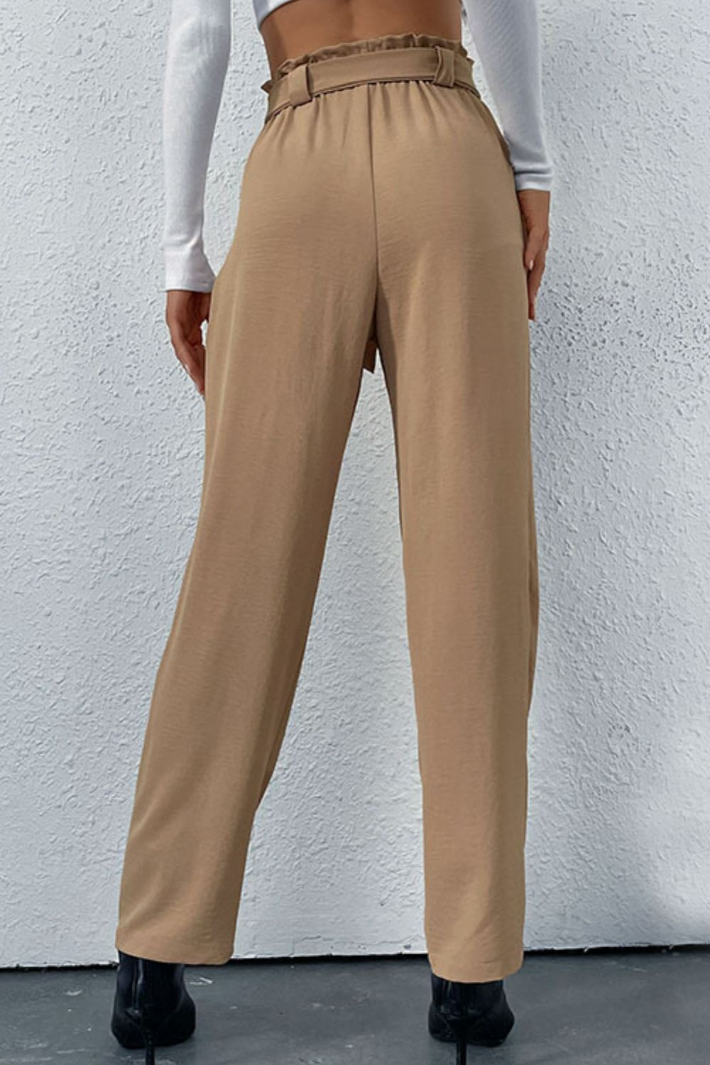 Belted Straight Leg Pants with Pockets - DunbiBeauty, LLC