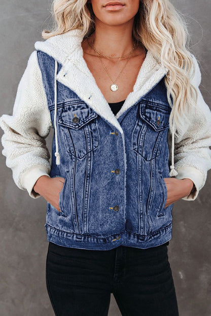 Sherpa Denim Splicing Buttoned Jacket Kiwidrop