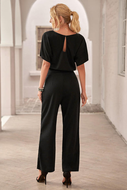 Oh So Glam Belted Wide Leg Jumpsuit Kiwidrop