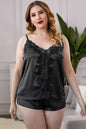 Plus Size Satin Cami Shorts Set Trendsi