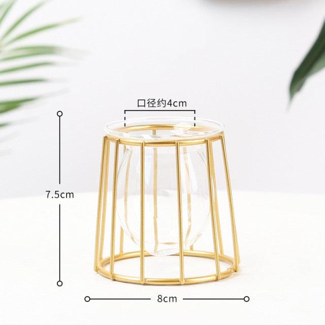 Nordic Simple Golden Glass Vase Zendrop