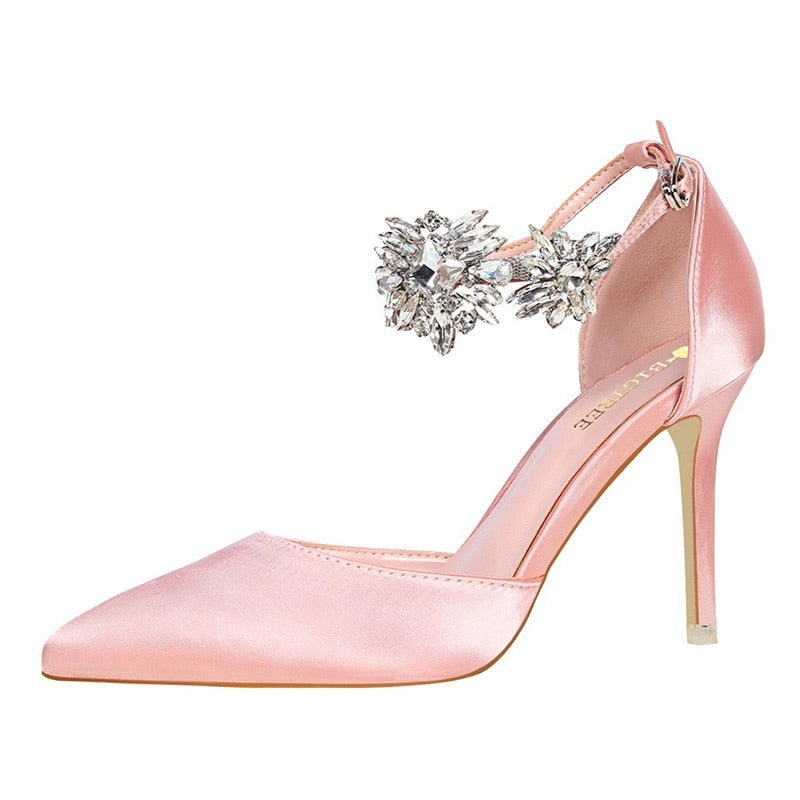 BIGTREE Women's Stilettos with Rhinestone Straps - DunbiBeauty, LLC