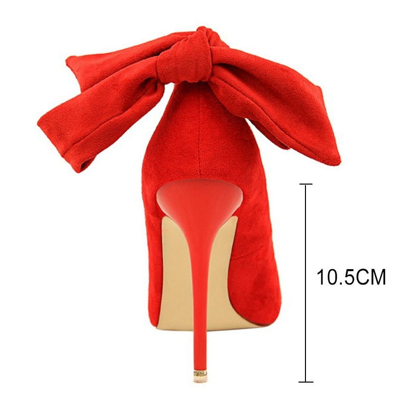 BIGTREE Women's Suede Stilettos with Side Bow - DunbiBeauty, LLC