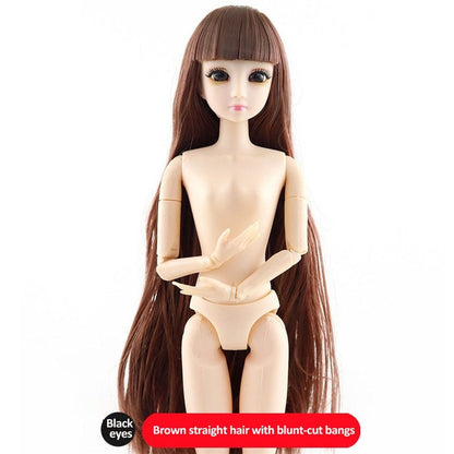 BJD Doll 30cm 20 Movable Jointe Dolls 3D Eyes Bjd Plastic Doll for Girls Toys Long Wig Female Nude Body Fashion Christmas Gift - DunbiBeauty, LLC