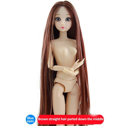 BJD Doll 30cm 20 Movable Jointe Dolls 3D Eyes Bjd Plastic Doll for Girls Toys Long Wig Female Nude Body Fashion Christmas Gift - DunbiBeauty, LLC