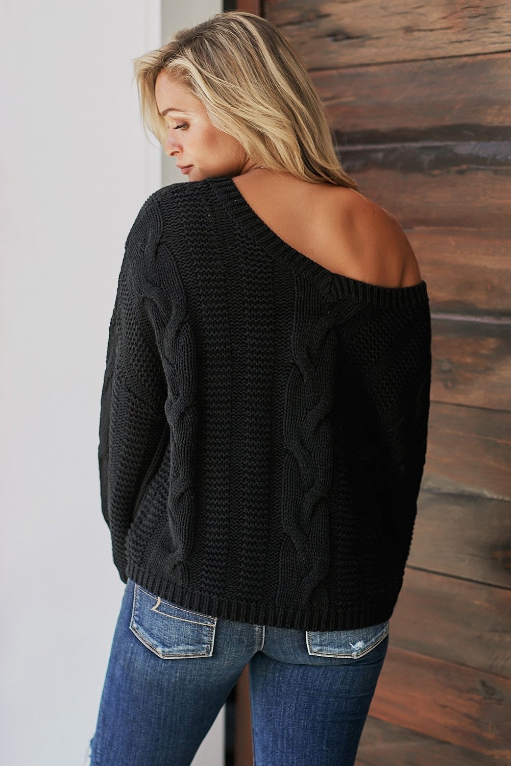 Black Bubblegum V-Neck Braided Knit Sweater - DunbiBeauty, LLC