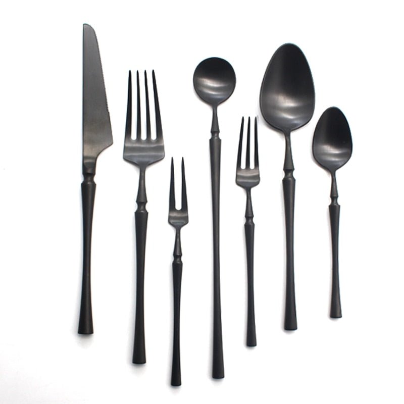 Black Cutlery Set 304 Stainless Steel Butter Knife Dessert Fork Spoons Western Dinnerware Tableware Set Kitchen Accessories - DunbiBeauty, LLC