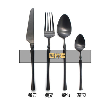 Black Cutlery Set 304 Stainless Steel Butter Knife Dessert Fork Spoons Western Dinnerware Tableware Set Kitchen Accessories - DunbiBeauty, LLC