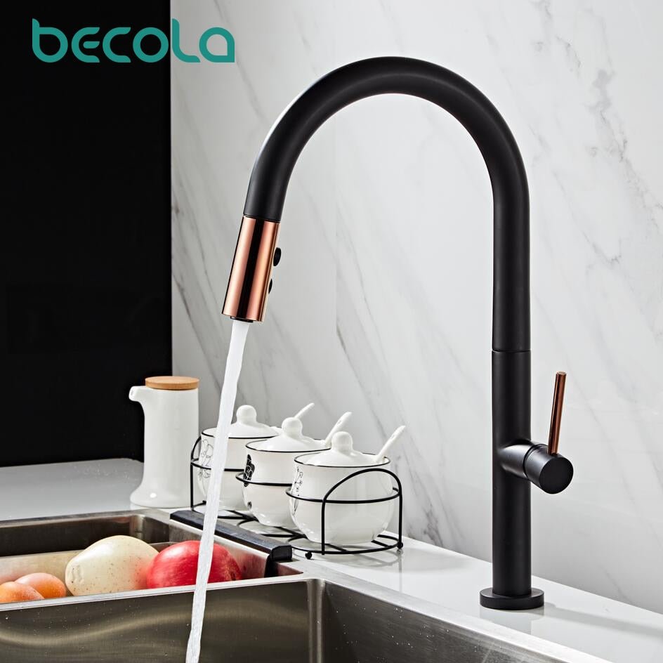 Black White Kitchen Faucet 360 Rotating Blackend Sink Tap Cold and Hot Kitchen Mixer Tap Blackened Pull Out Kitchen Mixer - DunbiBeauty, LLC