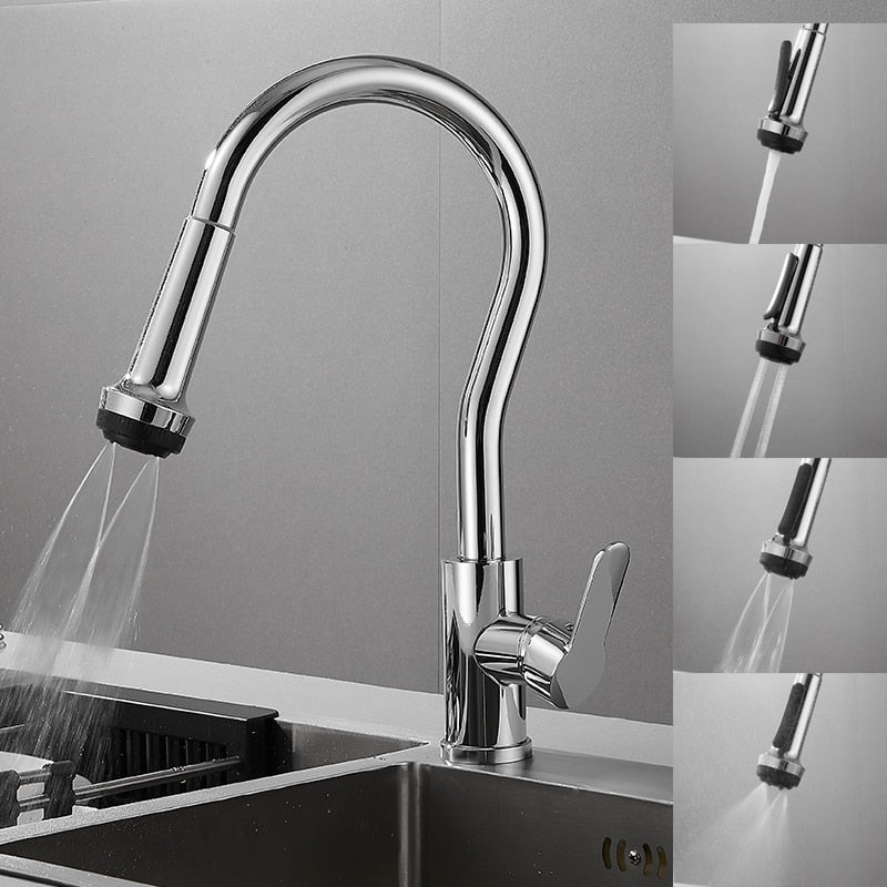 Black White Kitchen Faucet 360 Rotating Blackend Sink Tap Cold and Hot Kitchen Mixer Tap Blackened Pull Out Kitchen Mixer - DunbiBeauty, LLC