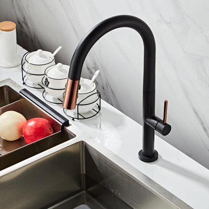 Black White Kitchen Faucet 360 Rotating Blackend Sink Tap Cold and Hot Kitchen Mixer Tap Blackened Pull Out Kitchen Mixer - DunbiBeauty, LLC